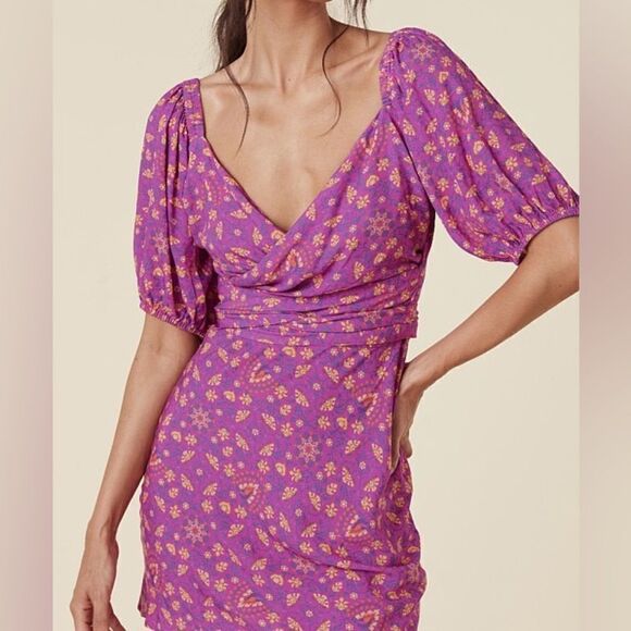 NWT Spell Madame Peacock Sweetheart Boysenberry Mini Dress XS - Picture 2 of 9